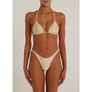 SAME Los Angeles Swim Bikini Set 2Pc Triangke Top High Weist Bottom Cream SZ S